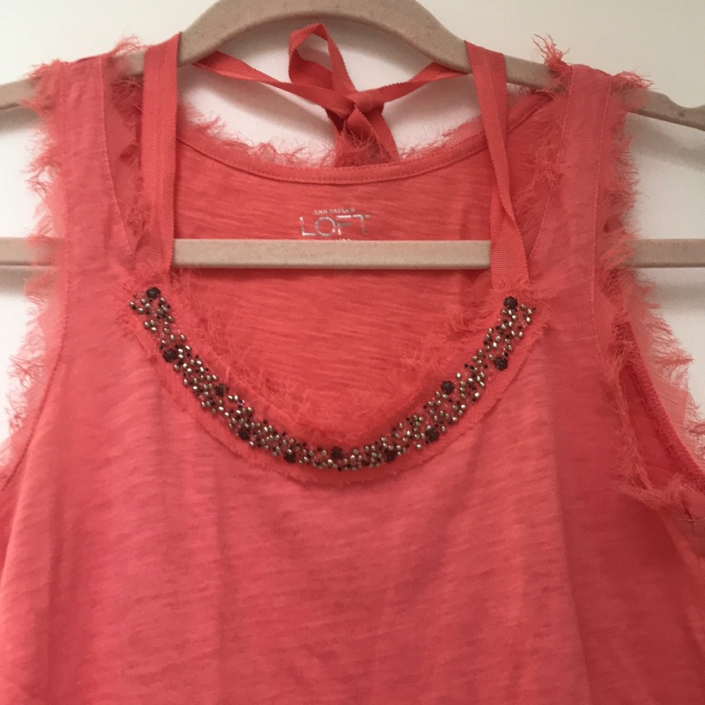 Loft Cute Top with Beading and Ribbon
